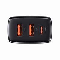Lādētājs Baseus Compact Quick Charger, 2xUSB, USB-C, PD, 3A, 30W (melns)