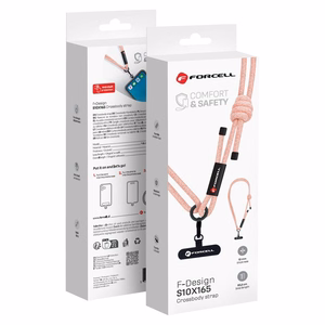 FORCELL F-DESIGN S10X165 crossbody phone lanyard with adjustable length (max 82,5cm in the loop) pink white