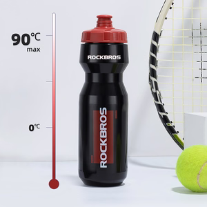 Rockbros 750 ml velosipēda pudele - caurspīdīgi melna ar sarkanu iemuti
