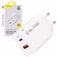 Blavec sienas lādētājs BC-5 GaN - USB + Type C - PD QC 45W 3A (TCBC5G-UCW453A) balts