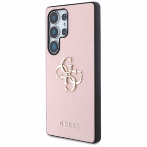 Guess Graudains Liels 4G Logotips Mazs Klasiskais Logotips Viedtālruņa apvalks Samsung Galaxy S25 Ultra rozā