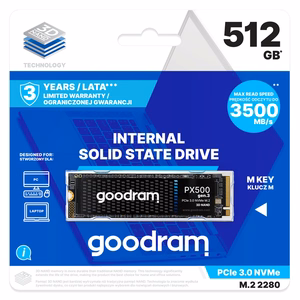 Goodram PX500 GEN.3 SSDPR-PX500-512-80-G3 iekšējais SSD 512 GB M.2 PCI Express 3.0 NVMe 3D NAND
