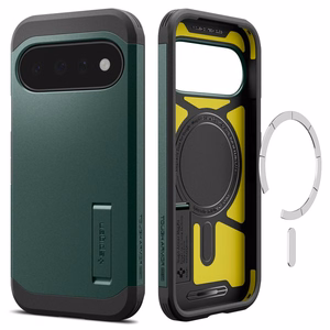 Spigen Tough Armor Mag MagSafe maciņš, paredzēts Google Pixel 11, tumši zaļš