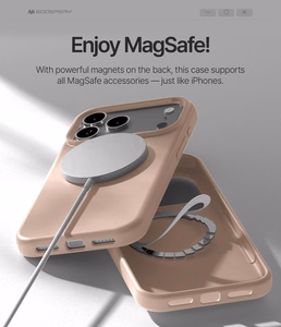 Korpuss Mercury Pure Magsafe Silicon Case Apple iPhone 17 Pro rozā smilšu krāsā