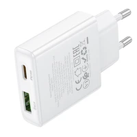 Borofone Lādētājs BN25 Wish (Ultra Thin) - USB + Type-C - PD QC 3.0 30W balts