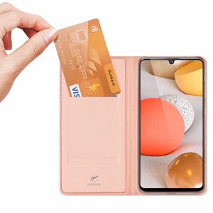 DUX DUCIS Skin Pro grāmatas tipa viedtālruņa apvalks Samsung Galaxy A42 5G - rozā