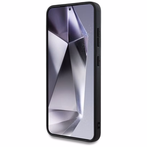 DKNY ādas rūtainā raksta magnētiskais viedtālruņa apvalks Samsung Galaxy S25 - melns
