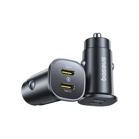 Baseus GoTrip 2 x USB-C 30W automašīnas lādētājs - melns
