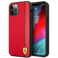 Ferrari FESAXHCP12LRE iPhone 12 Pro Max 6.7" sarkans/sarkans cietais viedtālruņa apvalks On Track Carbon Stripe