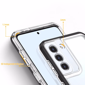 Прозрачный чехол 3in1 для Samsung Galaxy S22+ (S22 Plus) гелевый с рамкой чёрный