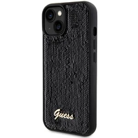 Guess Sequin Script Metal viedtālruņa apvalks iPhone 14 / 15 / 13 - melns
