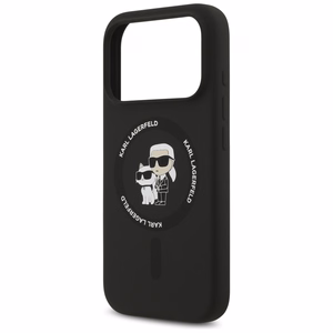 Karl Lagerfeld Silikona Karl&Choupette Gredzena Magnētiskais viedtālruņa apvalks iPhone 17 Pro Max - melna
