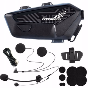 FreedConn F1 Plus V2 EU BT 5.4+EDR motocikla interkomss, darbības rādiuss līdz 500 m, RUNĀ POLISKI