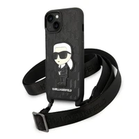 Karl Lagerfeld KLHCP14SSTKMK iPhone 14 6.1" melns/melns cietais apvalks Monogramma Ikonik Plāksteris