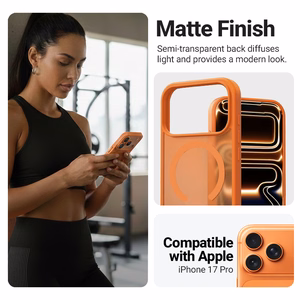 Crong Hybrid Matte Magnetic MagSafe vāciņš ierīcei iPhone 17 Pro, oranžs