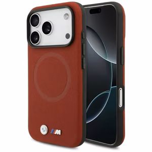 BMW чехол для iPhone 17 Pro совместимый с MagSafe BMHMP17L25PFWSMR (PU FW Metal Logo) красный