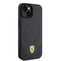 Ferrari FEHMP15SPTEK iPhone 15 6.1" melns/melns cietais apvalks Carbon Metal Logo MagSafe