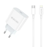 Lādētājs Jellico AK180 20W USB-C + USB-C uz Lightning kabelis 1.0m, balts
