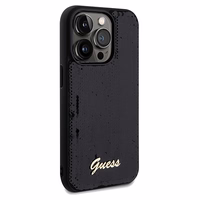 Guess Sequin Script Metal viedtālruņa apvalks iPhone 14 Pro Max – melns