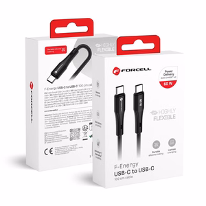 Кабель USB C to USB C Forcell F-Energy QC4.0 PD 3A 60W Silicone 1 m C344 чёрный