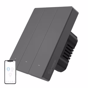 Viedais WiFi sienas slēdzis SONOFF M5-3C-80 (3 kanāli, rāmim, grafīts)