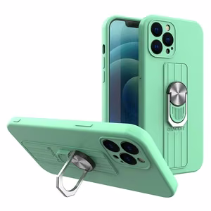 Ring Case silikona viedtālruņa apvalks ar pirksta turētāju un statīvu Samsung Galaxy S21 Ultra 5G piparmētru krāsas