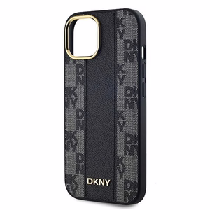DKNY Ādas rūtainais magnētiskais apvalks iPhone 15 Plus / 14 Plus - melns
