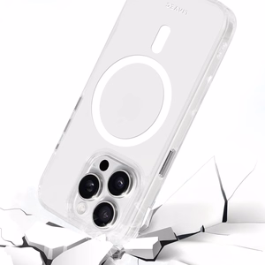 Liavec Spīdīgs Magnētiskais Caurspīdīgs viedtālruņa apvalks Iphone 15 Pro balta