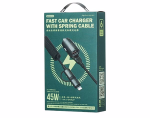 CAR CHARGER REMAX RUICHY SERIES 45 RCC356 + LIGHTNING/USB-C CABLE BLACK