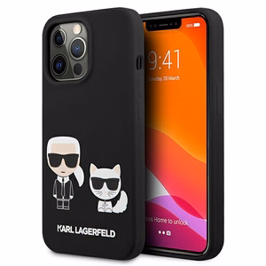 Karl Lagerfeld KLHCP13LSSKCK iPhone 13 Pro / iPhone 13 6.1 melns Silikona apvalks Karl & Choupette