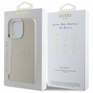 Guess graudainais zelta gredzena magnētiskais viedtālruņa apvalks iPhone 16 Pro Max - bēšs