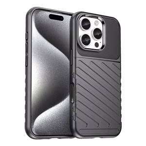 Thunder viedtālruņa apvalks iPhone 16 Pro Max silikona apvalks - melns