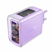 Acefast GaN 65W lādētājs ar 3 pieslēgvietām (1xUSB, 2xUSB C) - violets (A45)