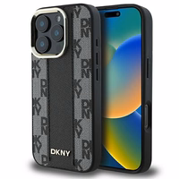 DKNY Rūtainais raksts magnētiskais iPhone 16 Pro Max viedtālruņa apvalks - melns