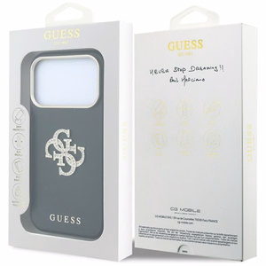 Guess Smooth & Big Strass Logo vāciņš iPhone 18 Pro Max / 17 Pro Max – melns