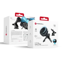 FORCELL F-GRIP Cool Mag magnētiskais automašīnas turētājs vējstiklam / gaisa ventilācijas režģim ar Cold Protect dzesēšanas tehnoloģiju un bezvadu uzlādi, savietojams ar MagSafe Qi2 15W lādētāju, melns