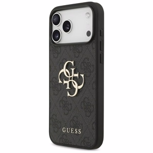 Guess PU 4G Metal Logo vāciņš Apple iPhone 18 Pro Max, pelēks