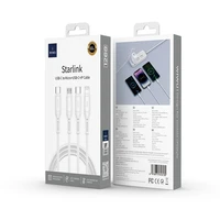WiWU - Starlink sērijas datu kabelis Wi-046E 3in1 USB C uz USB C, Micro USB, Lightning 60W 1m - balts