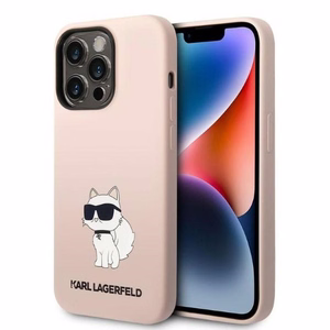 Karl Lagerfeld Silicone Choupette viedtālruņa apvalks iPhone 14 Pro Max - rozā