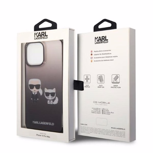 Karl Lagerfeld KLHCP14LTGKCK iPhone 14 Pro 6.1 "cietais apvalks melns/melns Gradients Ikonik Karl & Choupette