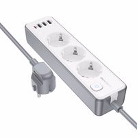 Borofone Barošanas sloksne BAC9 - 3 rozetes 240V + 3xUSB + C tips - PD 20W 2 metri melns