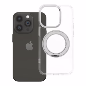Case for iPhone 14 PRO Frame Circle Stand compatible with MagSafe transparent