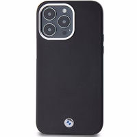 BMW Signature Wrapped Metal Magnētiskais viedtālruņa apvalks iPhone 15 Pro Max - melns