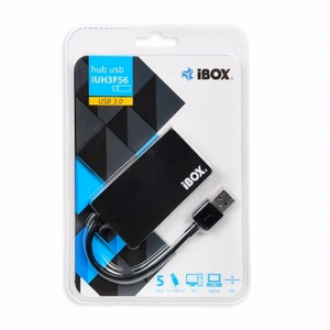 iBox IUH3F56 centrmezgls USB 3.2 Gen 1 (3.1 Gen 1) Type-A 5000 Mbit/s Melns