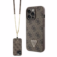 Guess GUHCP13LP4TDSCPW apvalks iPhone 13 Pro / 13 - brūns krustenisks 4G metāla logotips