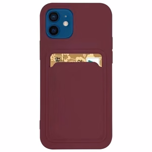 Kartīšu apvalks silikona maks ar kartes nodalījumu dokumentiem Xiaomi Redmi 10X 4G / Xiaomi Redmi Note 9 bordo