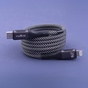 Maxlife MXUC-11 magnētiskais kabelis USB-C - Lightning 1,0 m 27W melns neilons