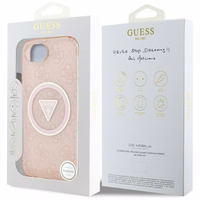 Guess IML Metal Glitter 4G Circle Triangle magnētiskais viedtālruņa apvalks iPhone 16e - rozā