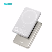 BWOO Ultra Slim Portatīvais lādētājs 5000mAh with magnetic charging P79 light pelēks