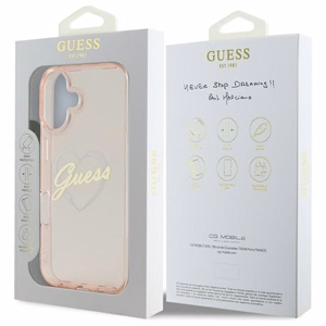 Guess IML Heart viedtālruņa apvalks iPhone 16 - rozā
